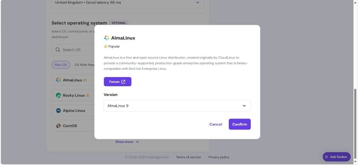 AlmaLinux option