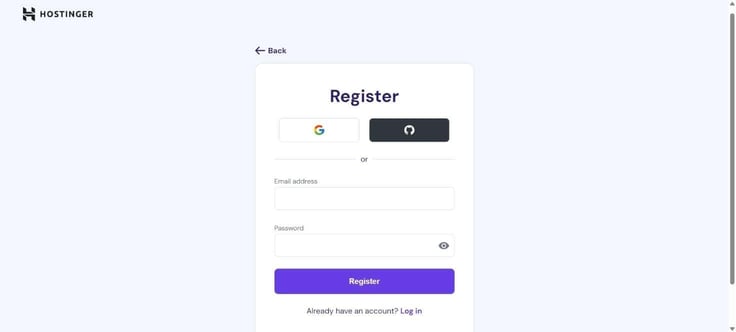 Hostinger register page