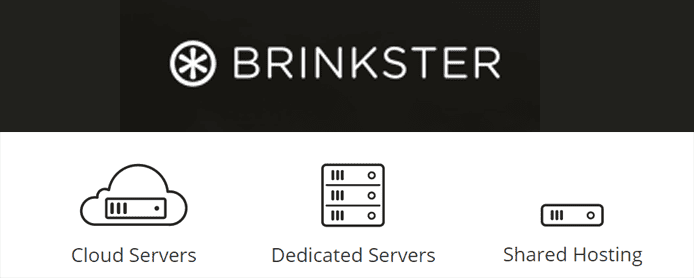 Brinkster logo and images depicting cloud, dedicated server, and shared hosting services Brinkster logo and images depicting cloud, dedicated server, and shared hosting services