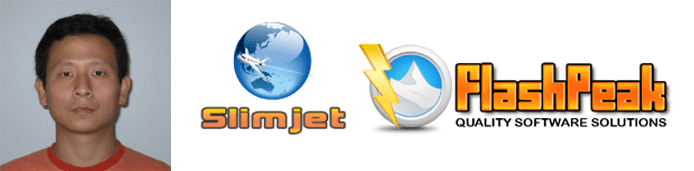 Stephen Cheng's headshot and the Slimjet and FlashPeak logos Stephen Cheng's headshot and the Slimjet and FlashPeak logos