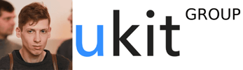 Alexâ Korneev's headshot and the uKit logo