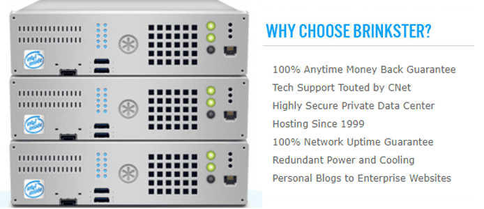 Photo of a server stack and text stating reasons to choose Brinkster for hosting Photo of a server stack and text stating reasons to choose Brinkster for hosting