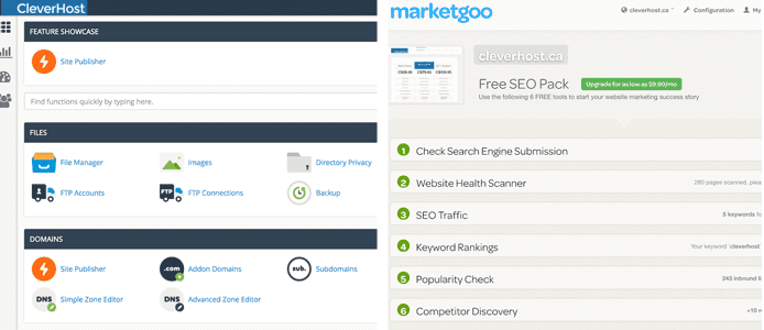 Screenshots of CleverHost's control panel and marketing suite Screenshots of CleverHost's control panel and marketing suite