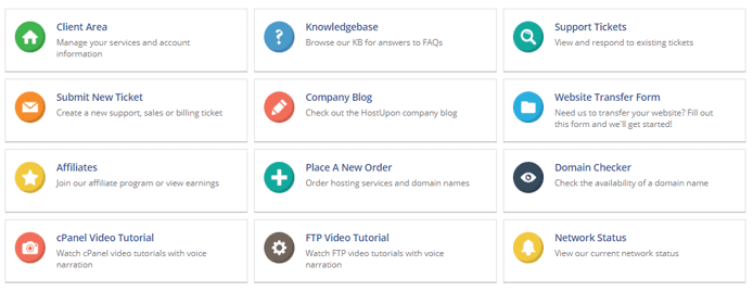 Graphic depicting HostUpon's different customer support channels Graphic depicting HostUpon's different customer support channels