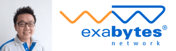 Chan Kee Siak's headshot and the Exabytes logo