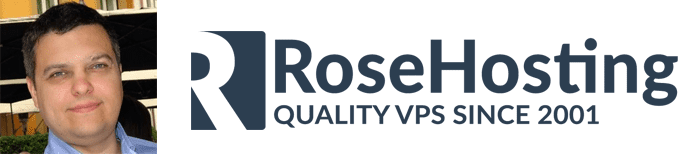 Bobi Ruzinov's headshot and the RoseHosting logo
