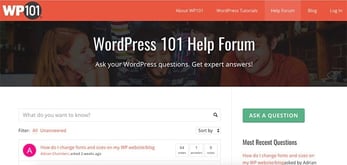 Screenshot of WP101 forum