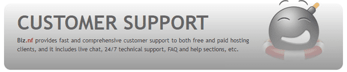 Graphic and text depicting Biz.nf's customer support 