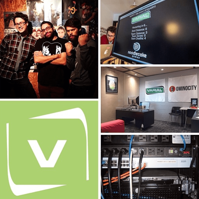 Collage of the Varial team, office, server, and logo Collage of the Varial team, office, server, and logo