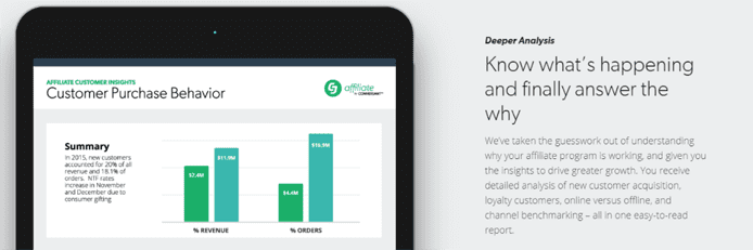 Screenshot of CJ Affiliate analytics interface Screenshot of CJ Affiliate analytics interface