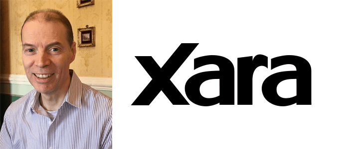 Charles Moir's headshot and the Xara logo Charles Moir's headshot and the Xara logo