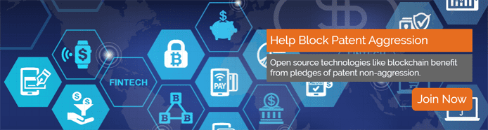 Graphic representing the FinTech industry and text reading "Help Block Patent Aggression" Graphic representing the FinTech industry and text reading "Help Block Patent Aggression"