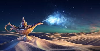 Illustration of a lamp on a desert dune