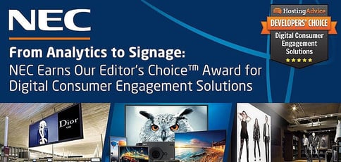 From Analytics to Signage: NEC Earns Our Editor’s Choice™ Award for Digital Consumer Engagement Solutions From Analytics to Signage: NEC Earns Our Editor’s Choice™ Award for Digital Consumer Engagement Solutions