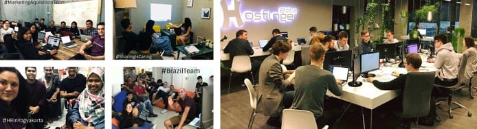 Images of 000webhost and Hostinger support teams