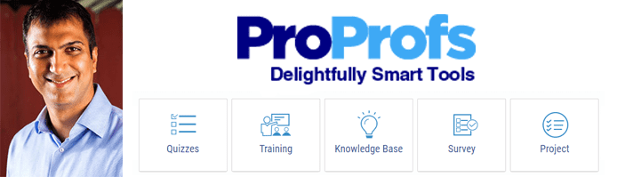 Sameer Bhatia's headshot and the ProProfs logo Sameer Bhatia's headshot and the ProProfs logo