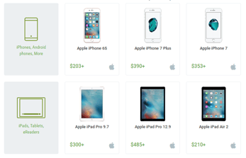 Screenshot of mobile devices in the Swappa marketplace