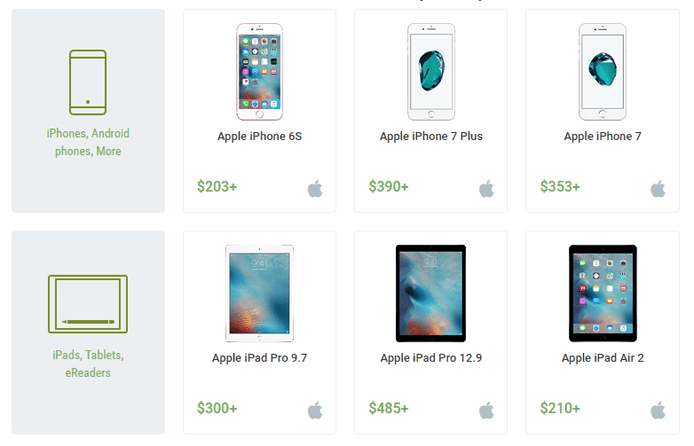 Screenshot of mobile devices in the Swappa marketplace