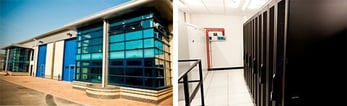 Images of exterior and interior of datacenters