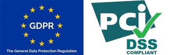 Logos of GDPR and PCI standards