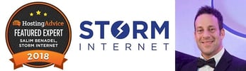 Featured Expert badge plus Storm Internet logo and image of CEO and Founder Salim Benadel