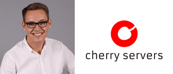 Arturas Lazejevas's headshot and the Cherry Servers logo