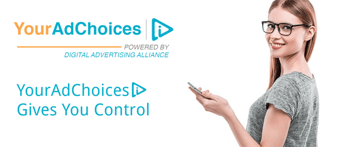 Photo of a woman with a phone and the YourAdChoices logo Photo of a woman with a phone and the YourAdChoices logo
