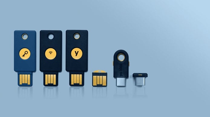 Collage showing YubiKey family of products Collage showing YubiKey family of products