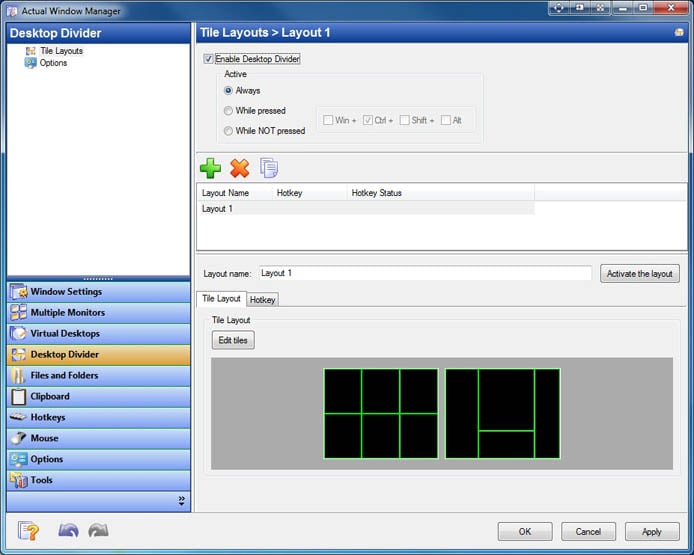 Screenshot of the Actual Windows Manager interface Screenshot of the Actual Windows Manager interface