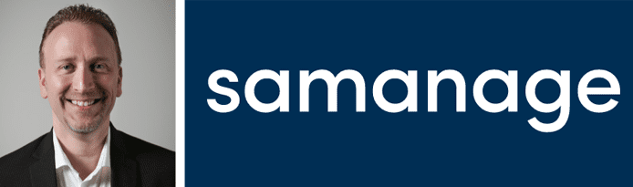 Steve Stover's headshot and the Samanage logo