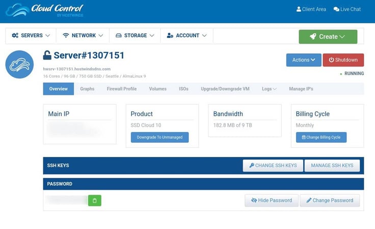 Cloud Control Dashboard by Hostwinds Cloud Control Dashboard by Hostwinds