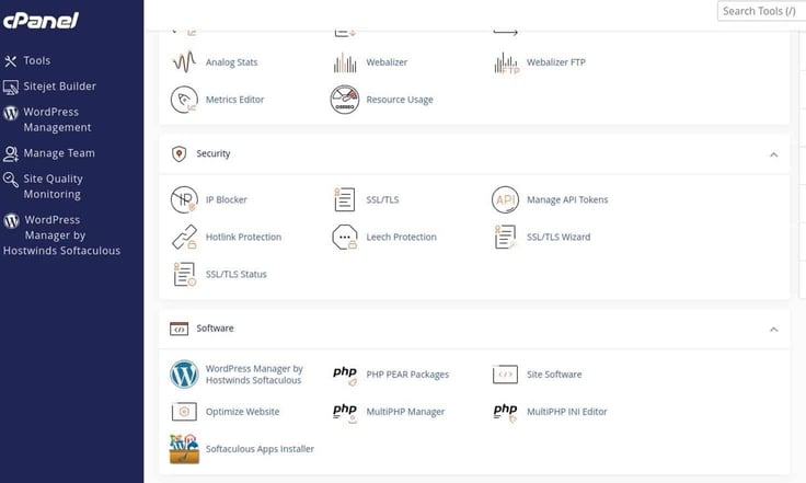 CPanel client dashboard CPanel client dashboard