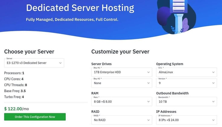 dedicated server hosting config dedicated server hosting config