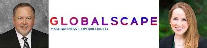 Images of Gary Mullen and Alison Turner with the Globalscape logo Images of Gary Mullen and Alison Turner with the Globalscape logo