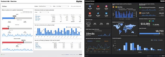 Screenshots of Klipfolio dashboards Screenshots of Klipfolio dashboards