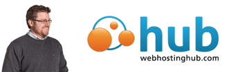 Tim Evans' headshot and the WebHostingHub logo