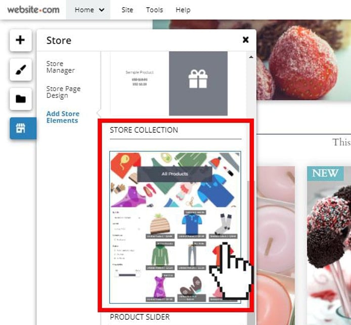 Screenshot of Website.com's Store Elements feature Screenshot of Website.com's Store Elements feature