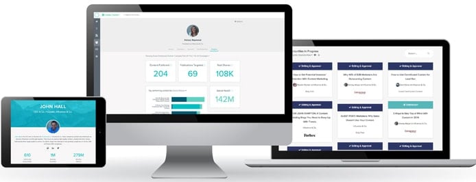 Device mockups of Influence & Co.'s custom software