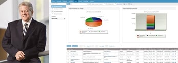 Image of Commence CEO Larry Caretsky and a screenshot of Commence CRM