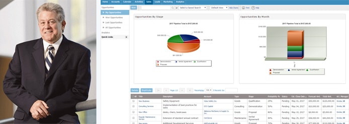 Image of Commence CEO Larry Caretsky and a screenshot of Commence CRM Image of Commence CEO Larry Caretsky and a screenshot of Commence CRM