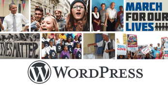 Collage of images from social activism sites powered by WordPress