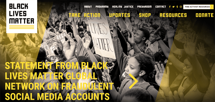 Screenshot from BlackLivesMatter.com Screenshot from BlackLivesMatter.com