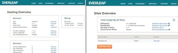 Screenshots of Everleap control panel