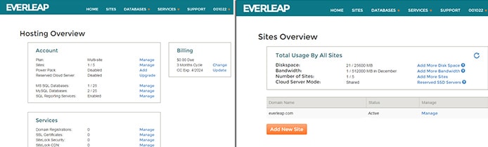Screenshots of Everleap control panel Screenshots of Everleap control panel