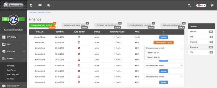 Screenshot of HostZealot customer portal Screenshot of HostZealot customer portal