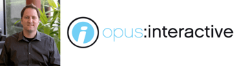 Eric Hulbert's headshot and the Opus Interactive logo