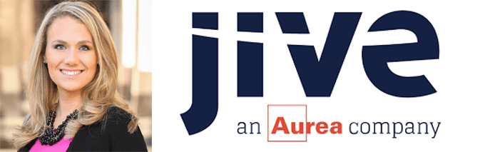 Katherine Evans' headshot and the Jive Software logo