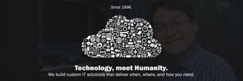 Promotional graphic with Opus Interactive's tag line: "Technology, meet Humanity."