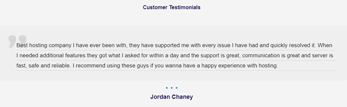 Screenshot of a customer testimonial