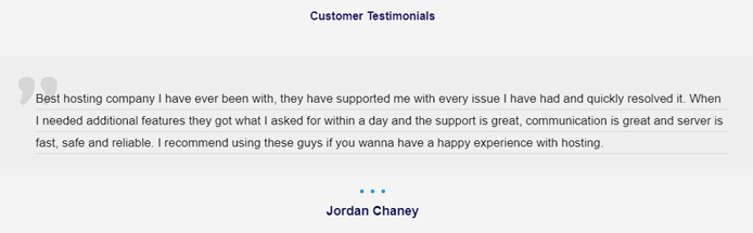 Screenshot of a customer testimonial Screenshot of a customer testimonial